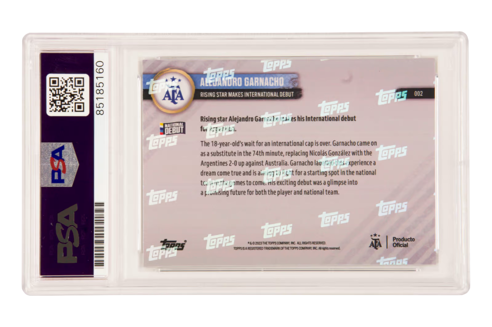 Alejandro Garnacho Signed 2022 Topps Now Argentina Rookie Card – PSA Authentic